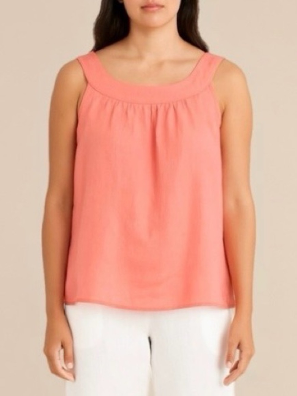 Michael Kors XL Coral Linen Top Shimmer Sleeveless Coastal Chic Resort Vacation